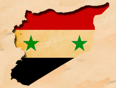 Syria map and flag
