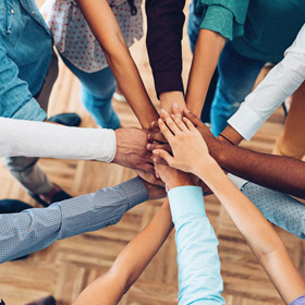 diverse hands in