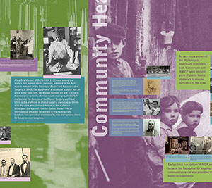 Purple and green detail of wall graphic