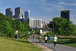 Image of people running on river trail in Philadelphia