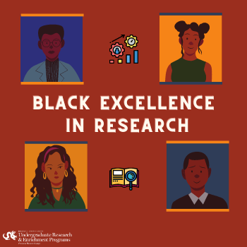 four profile images with text, Black Excellence in Research