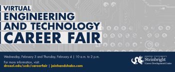 Graphic with date and time of the Engineering & Technology career fair