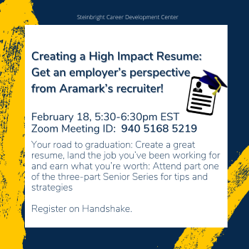 Graphic explaining the details of the high impact resume workshop