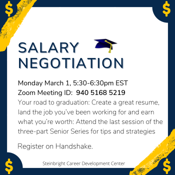 Graphic explaining the details of the salary negotiation workshop