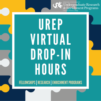 UREP Drop-in Hours text with puzzle pieces in the background
