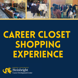 Graphic that says Career Closet Shopping Experience