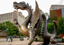 Image of dragon statue on campus