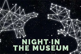 Two dinosaur constellations in the night sky with the text 